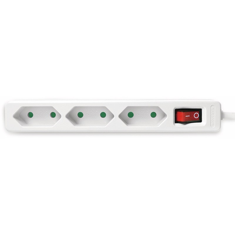 LogiLink Stikdåse 3-stik 7.5A Hvid 1.5m